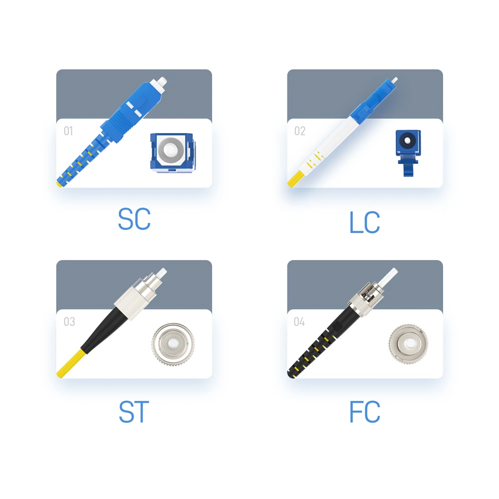 AMPCOM SC LC FC ST Optical Fiber Patch Cable Simplex 9/125μm UPC UPC Single-Mode จัมเปอร์โหมดเดี่ยว Patch-สายไฟ SMF OS2