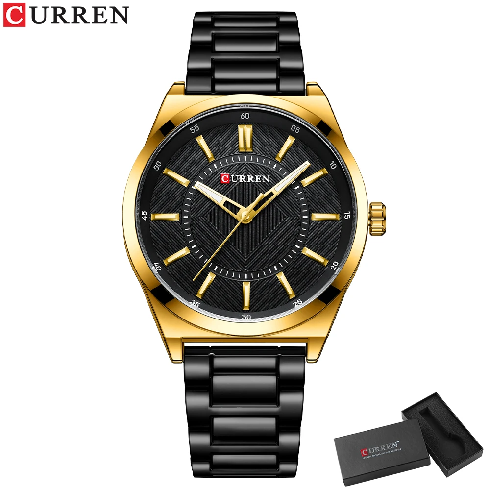 CURREN Mann Uhr Mode Edelstahl Quarz Armbanduhren Top Marke Einfache Dünne Uhren für Männer Gold Uhr 3