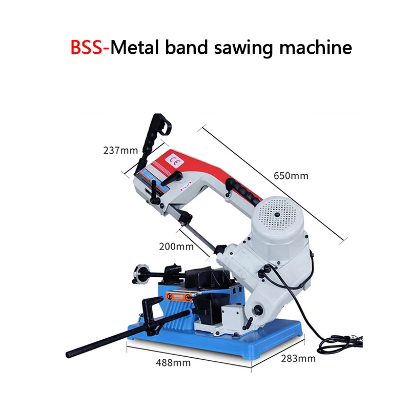 BS-100 Small Sawing Machine Portable Metal Band Saw Machine Movable Horizontal Sawing Machine Small Wood Cutting Saw Machine