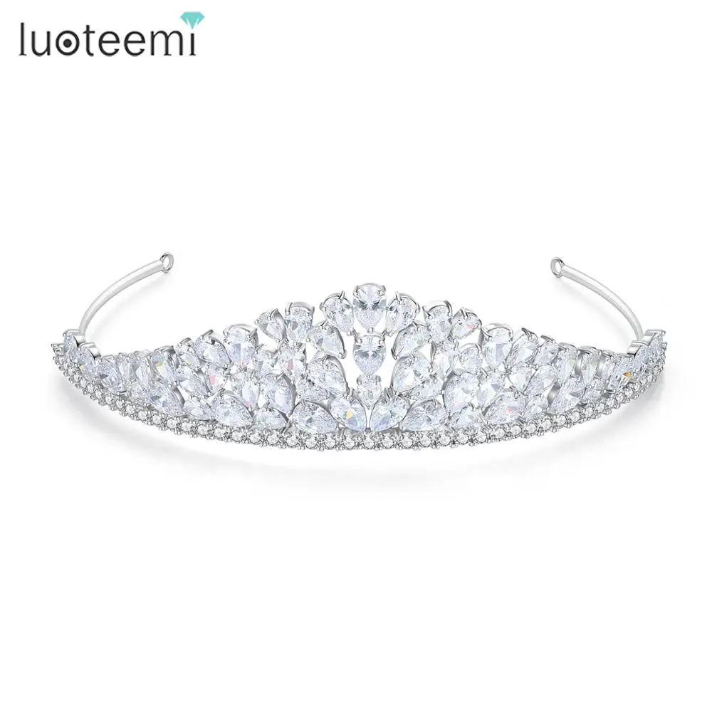 LUOTEEMI Princess Crown for Women Bride Wedding Engagement Hairwear Queen Tiara Crystal Hair Accessories Prom Christmas Gift