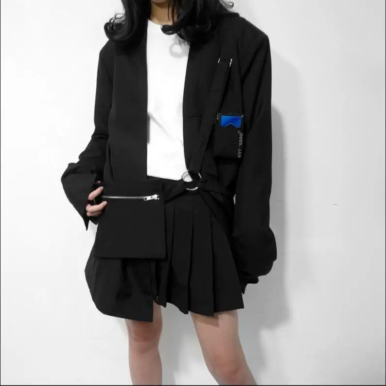 Autonomous black functional fan pack suit men and women bag loose eldest brother wide west coat.