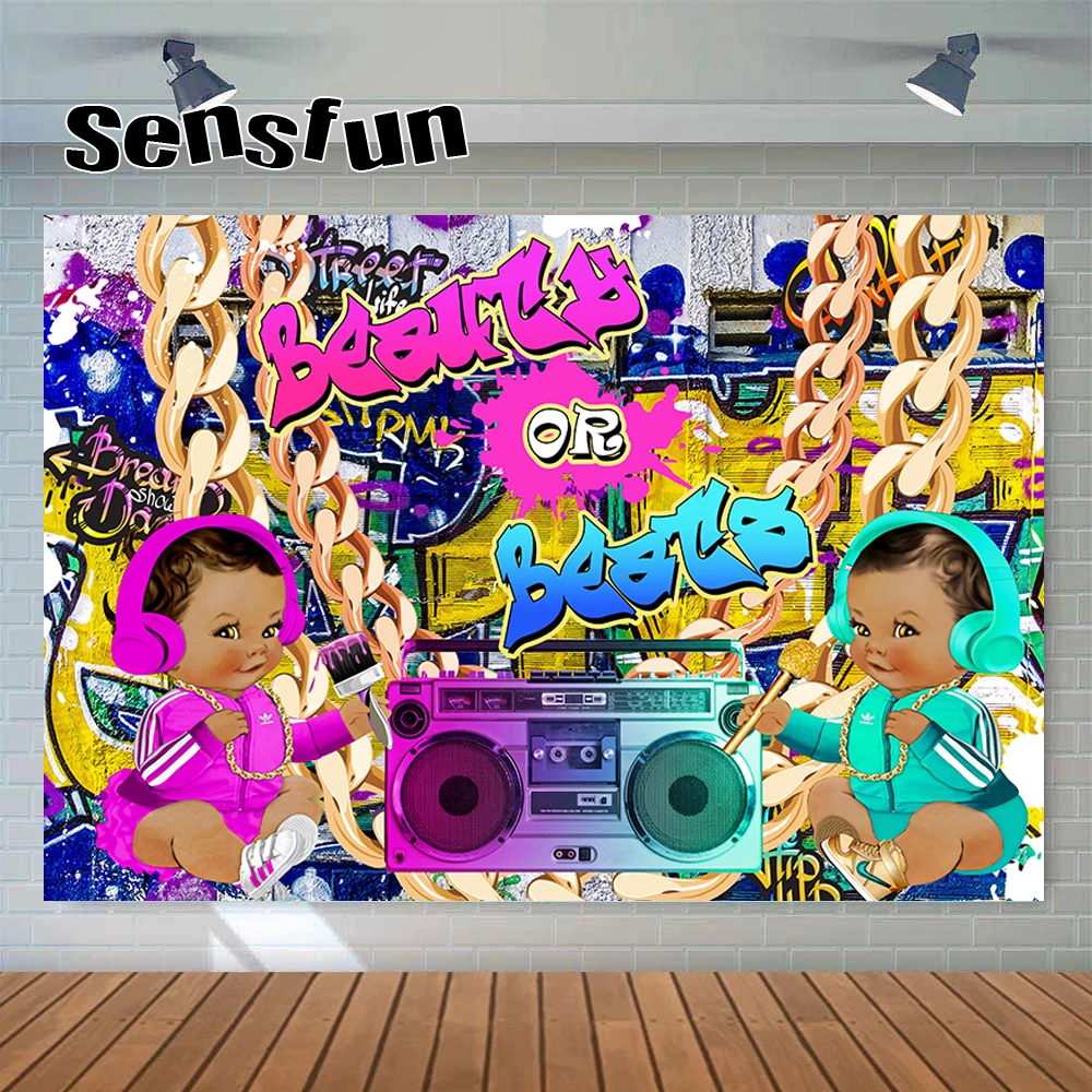 

Декорации для детской вечерние НКИ Sensfun с изображением пола и Роял в стиле ретро 90-х граффити золотая цепочка рекордер Детский праздник фон для фотосъемки