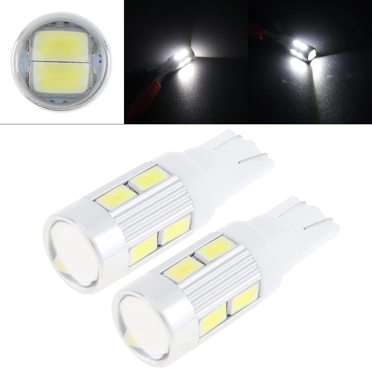 

2pcs 5W 12V 6000K 5630 T10 10SMD Car Styling Auto LED Light Bulb No Error Parking Car Side Light Parking Light