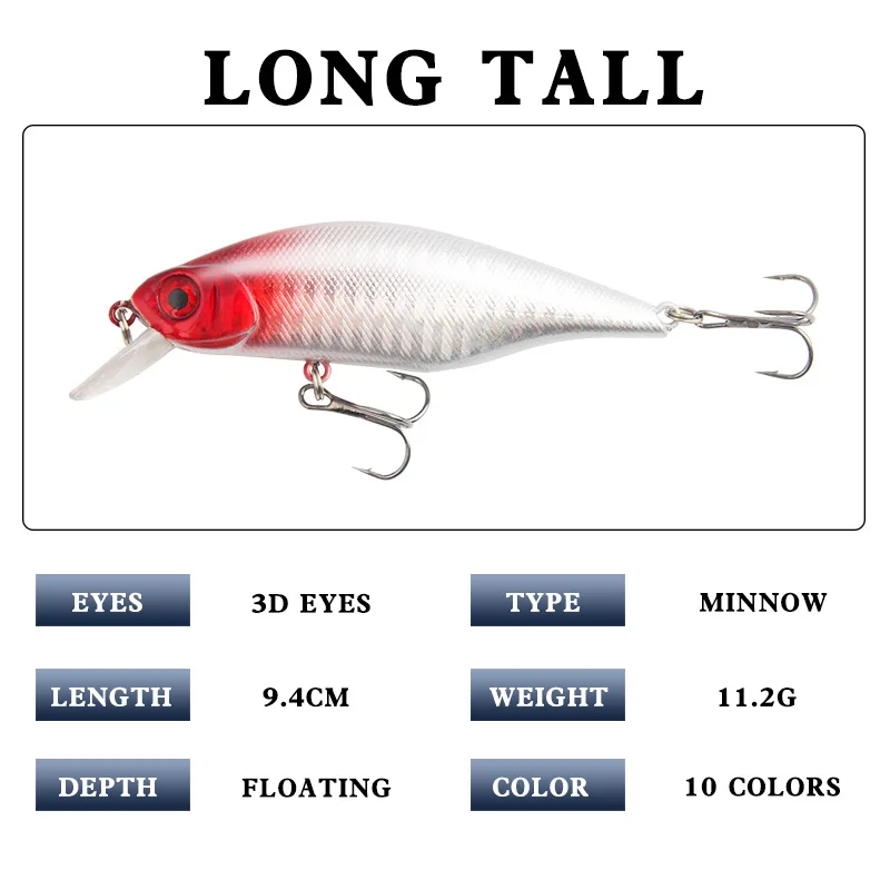 1pcs High Quality Floating Minnow Fishing Lures 8.5cm 11.2g Crankbait Fishing Wobblers 3D Eyes Artificial Hard Pesca Bass Tackle