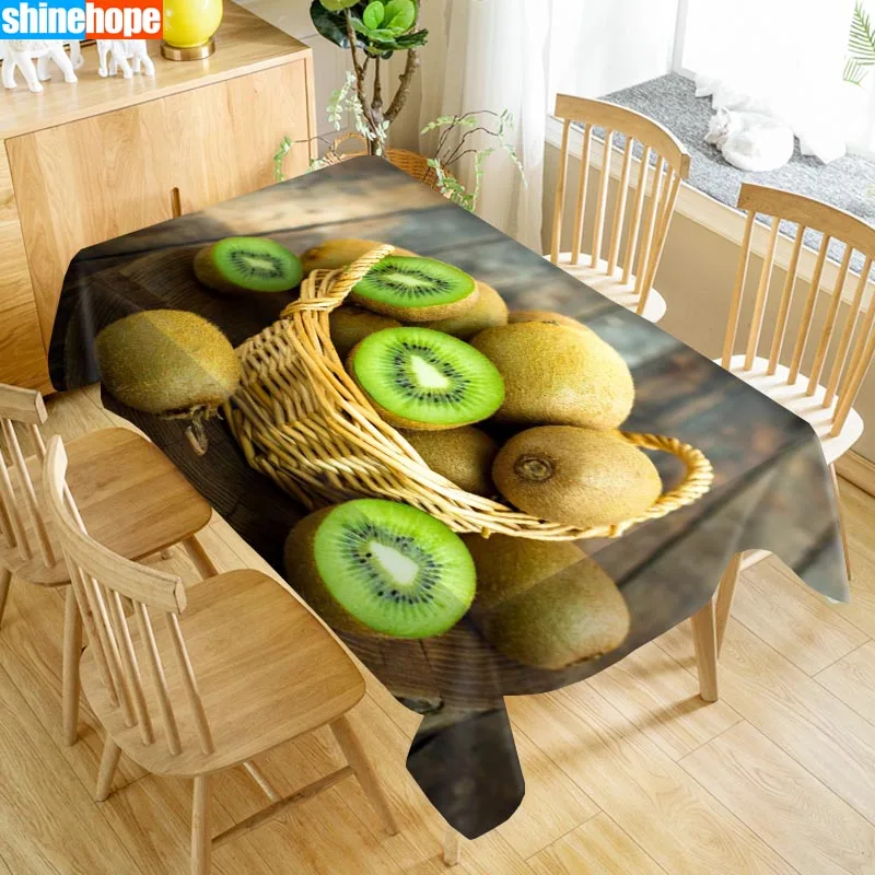 Custom Kiwifruit Table Cloth Oxford Print Rectangular Waterproof Oilproof Wedding Table Cover 100X140cm,140X250cm