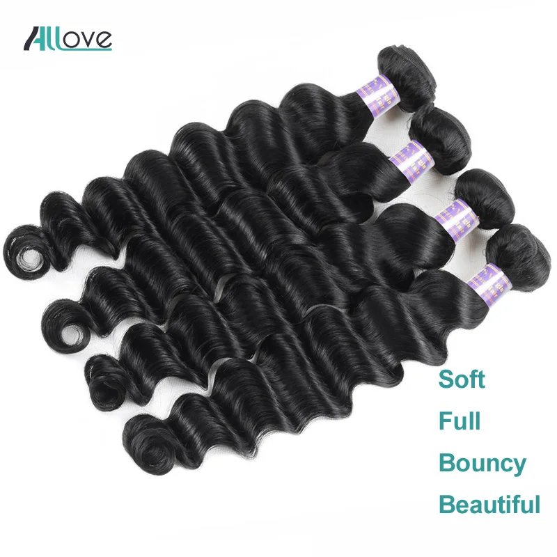 Long Loose Deep Wave Bundles 100% Human Hair Bundles Brazilian Hair Weave Bundles 1/3/4 PCS Human Hair Extensions Natural Color