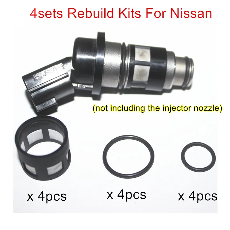 

Free shipping 4sets Fuel injector repair kit filter and rubber oring seals for Nissan B13 service kits