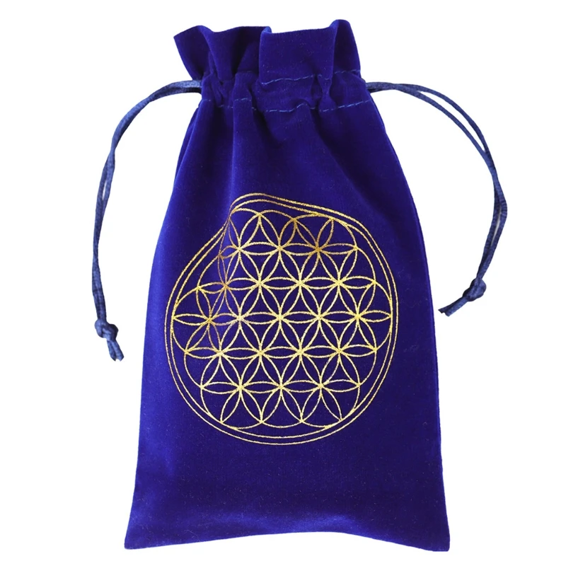 

Flower of Life Divination Storage Bag Bronzing Jewelry Pouch Small Object Flannel Holder Home Jewellery Makeup Storage Pocket