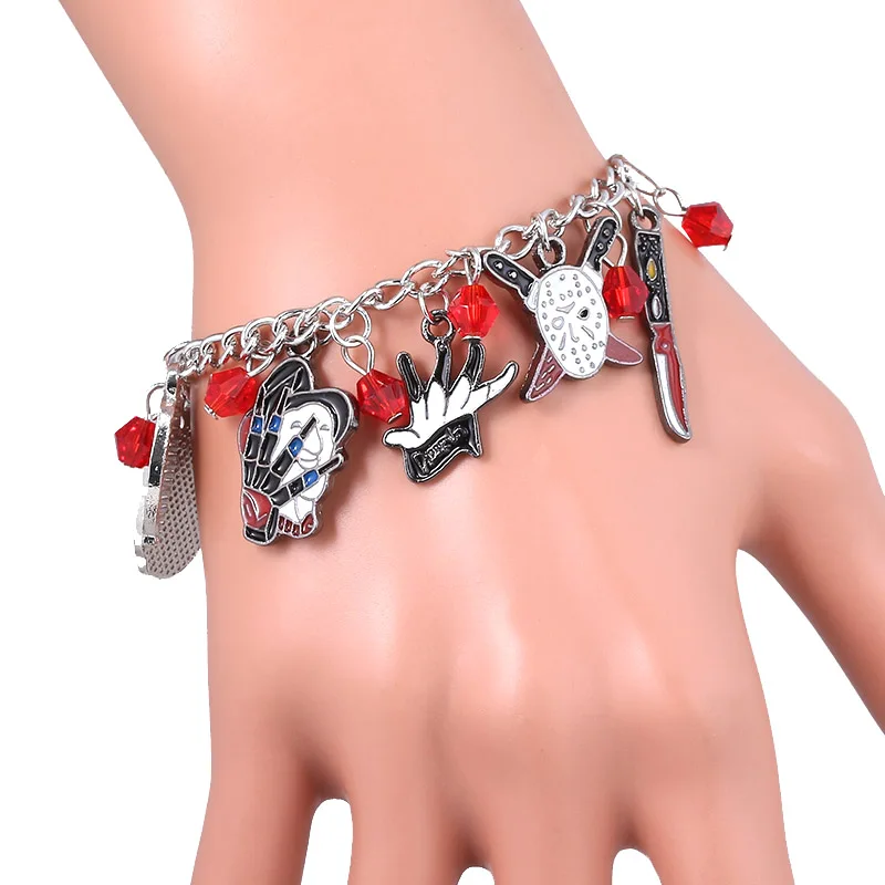 Halloween Chucky Face Pennywise Charms Bracelet Horror Movie Bangles Men Jewelry Gift