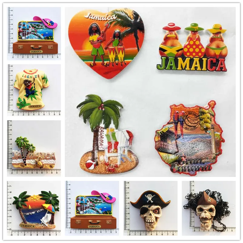 North America Jamaica 3D Fridge Magnets Tourist Souvenir Decoration Articles Handicraft Magnetic Refrigerator Collection Gifts