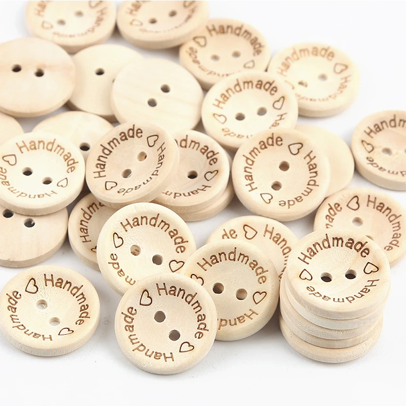 100/50Pcs Wooden Buttons Clothing Decoration Wedding Decor Handmade Craft Love DIY Crafts Scrapbooking For Sewing Accessories