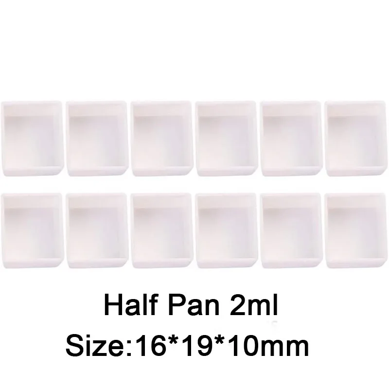 25/50/100pcs 2ml White/Transparent Color Empty Plastic Half Pan Watercolor Paint Grid Pans for Watercolor Acrylic Oil Paints