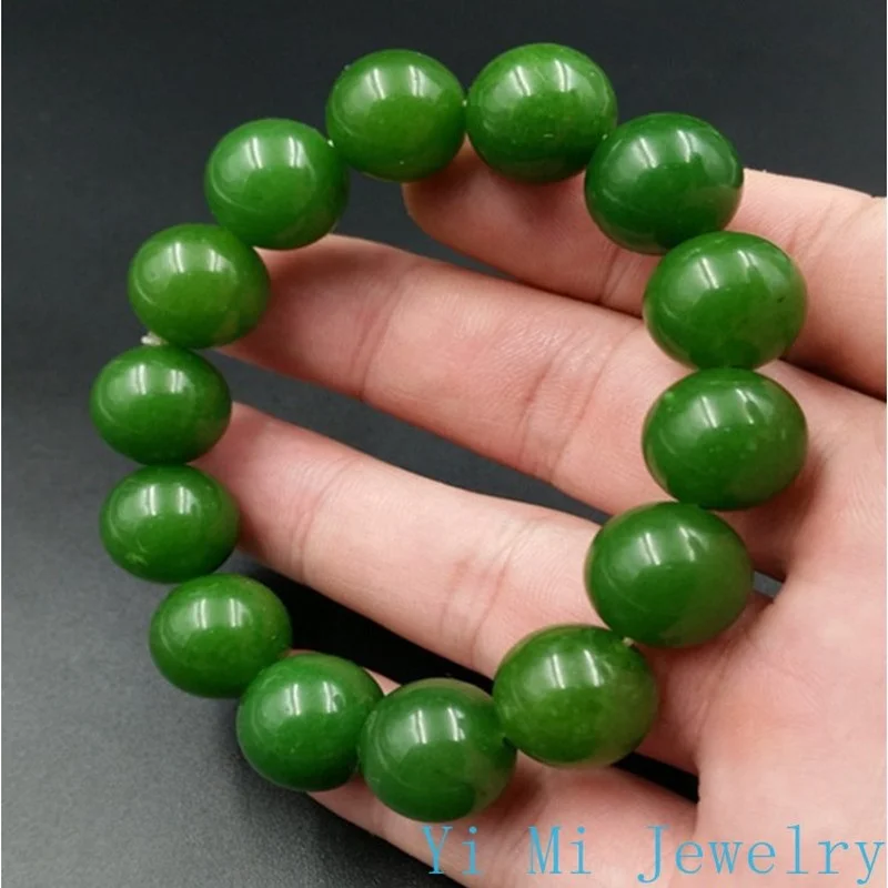 Natural Emerald Bracelet Men and Women Single Circle Round Jade Beads Jasper Bracelet Beads jade jewelry