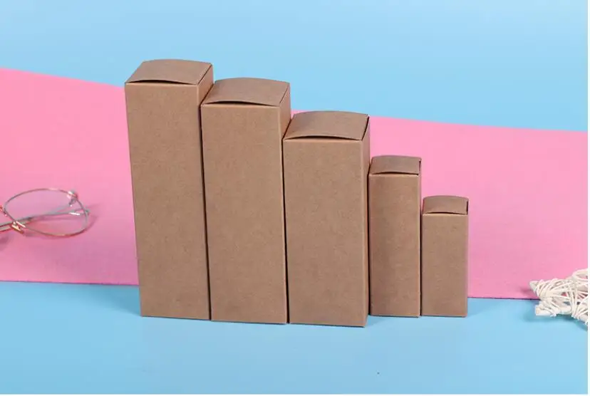 50pcs Black white Kraft Paper cardboard box Lipstick Cosmetic Perfume Bottle Kraft Paper Box Essential Oil Packaging Box