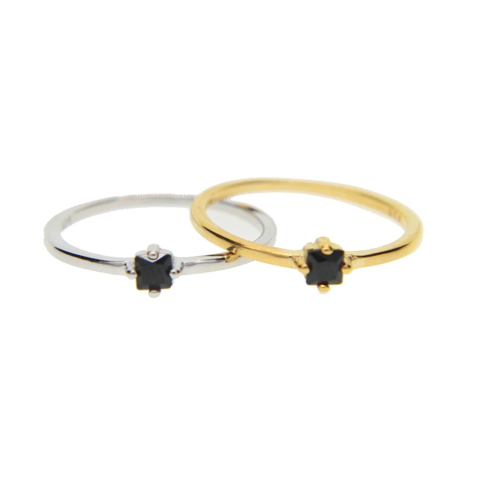 Bague de fiançailles en argent 2025 pour femme, pierre noire, empilage d'or minimaliste, bijoux simples délicats, nouvelle mode, 925