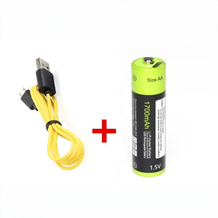 

1PCS ZNTER 1.5V AA 1700mAh rechargeable battery USB lithium polymer battery + 1PCS Micro USB cable