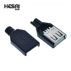 1PCS/5PCS/10PCS Type A Female USB 4Pin Plug Socket Connector With Black Plastic Cover USB 2.0 Connect Adapter DIY Kit