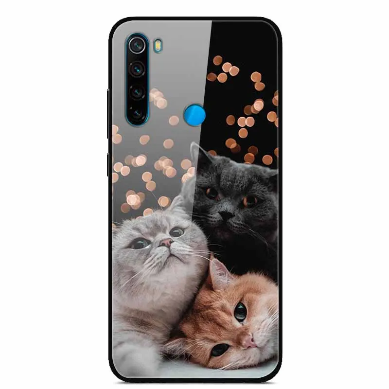 For Xiaomi Redmi Note 8T Case Tempered Glass Cover Print Back Cover Hard Cases For Coque Redmi Note 8 T Note8T Capa Phone Funda