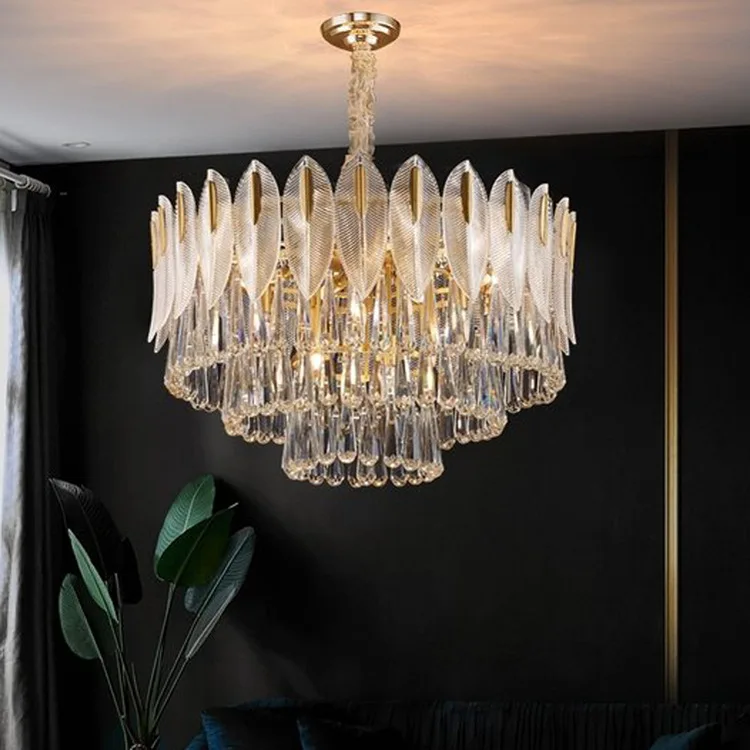 

Postmodern light luxury crystal chandelier home living room dining room bedroom round chandelier designer new lamps