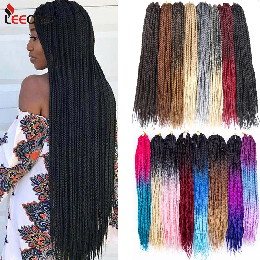 Synthetic 12 16 20 24 30\'\' Cornrows African Box Crochet Hair Extensions Braiding Hairpiece Afro Pigtails Heat-resistant Fiber