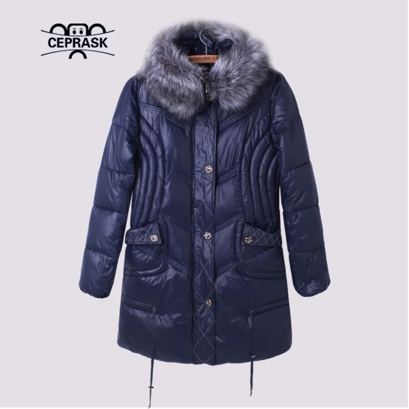 Ceprask 2023 High Quality women\'s Winter Down Jacket Outerwear Long Female Coats Fashion Fur Warm Parka camperas