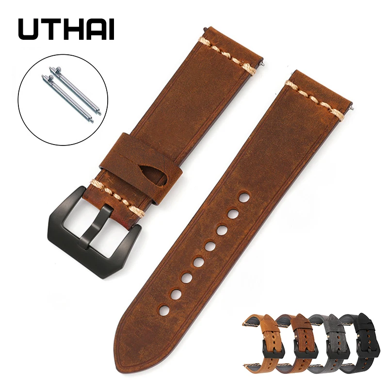 Watchbands leather strap 22 20mm Watch band Cowhide strap Retro men Switch quick release spring bar watch accessories