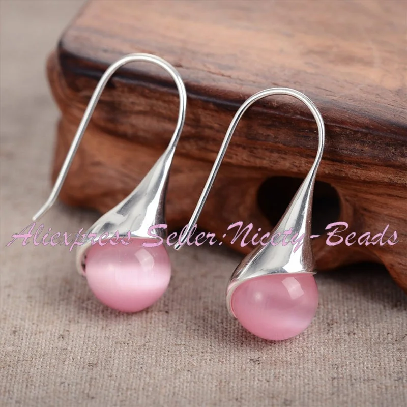 12mm Round Agates Shell Turquoises Stone Beads Fashion Jewelry Modern Drop Hanging Earrings For Woman Christmas Gift 1 Pair image 4