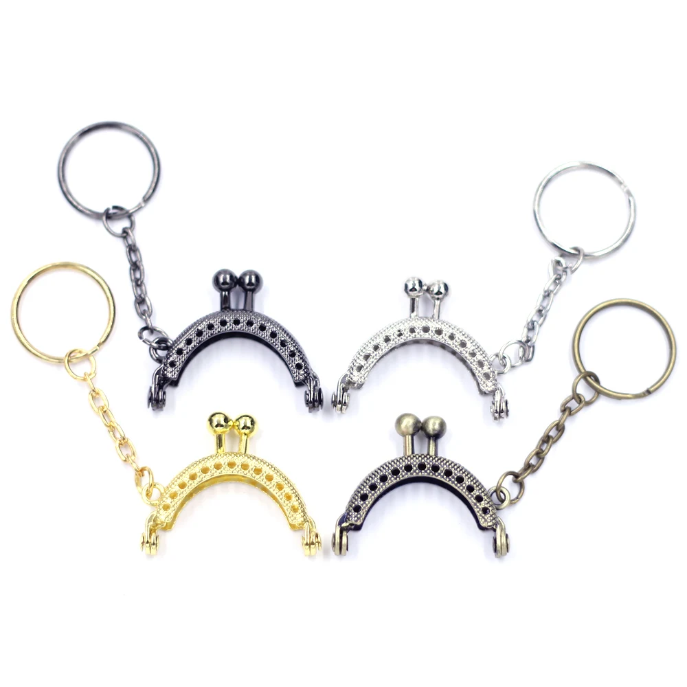 50Pcs Clutch Arch Frame Kiss Clasps Lock Coin Bag Buckle With Key Ring Mini Purse Handles Luggage Hardware