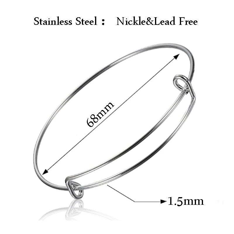 5pcs/lot Never Fade Stainless Steel Expandable Bangle Bracelets Adjustable Wire Bracelets Metal Bracelets for DIY Jewelry Making