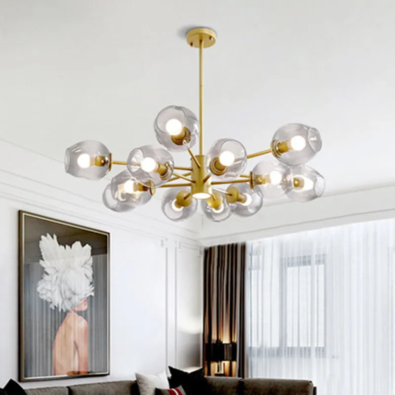 Creative post modern light luxury molecular restaurant bedroom chandelier Nordic magic bean glass living room chandelier