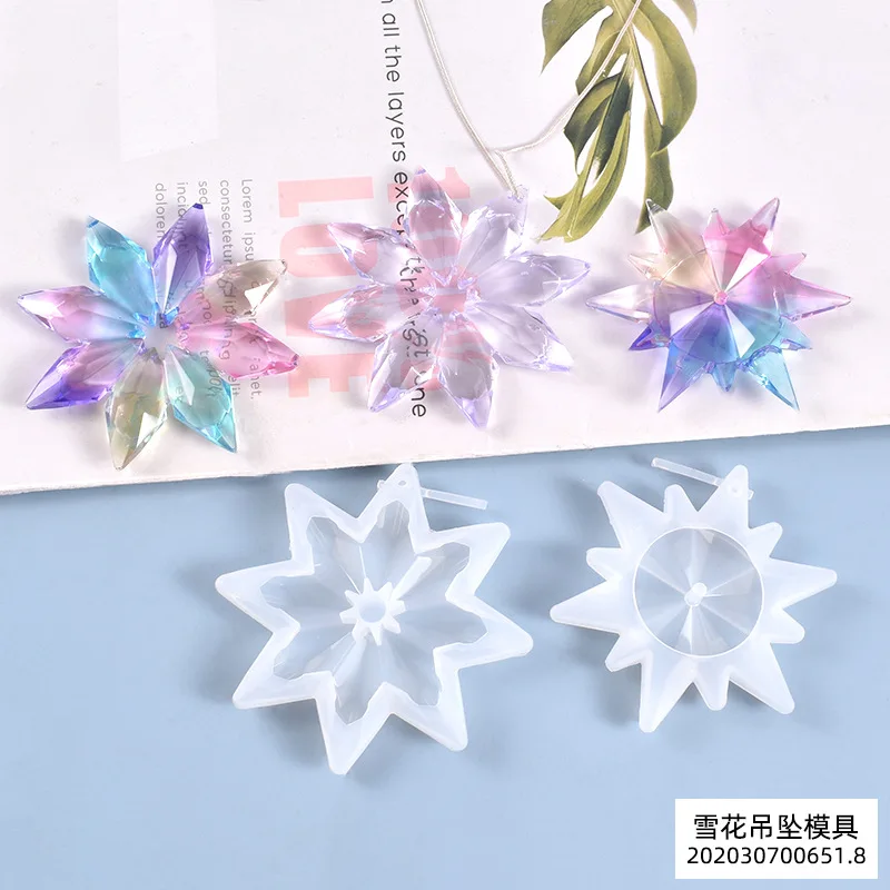 

Crystal High Mirror Snow Flower Christmas Pendant Jewelry Silicone Mold DIY Resin Casting Mold Handmade Resin Craft Molds