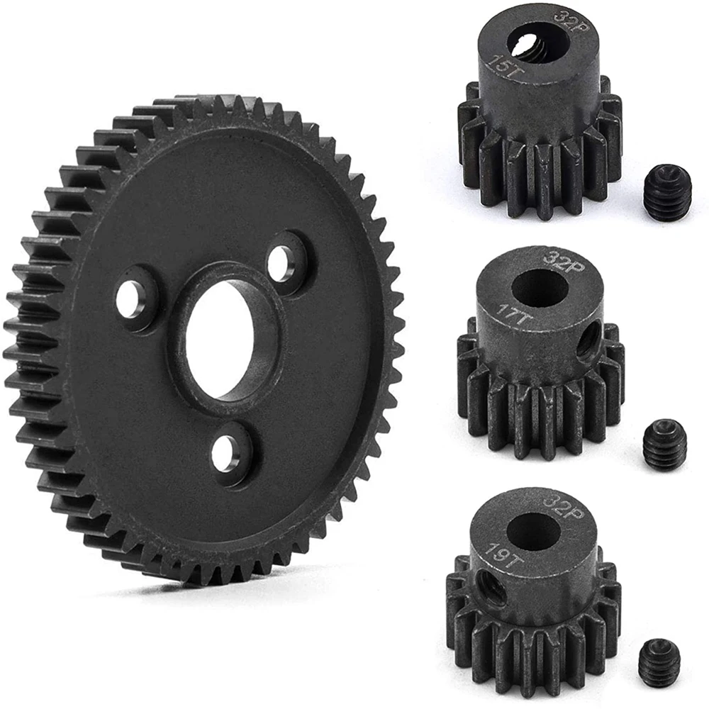 Steel Metal 32P Spur Gear 54T 15T 17T 19T Motor Pinion Gears for Traxxas Slash 4x4 Stampede 4x4 VXL Rustler 4X4 E-Revo T-Maxx