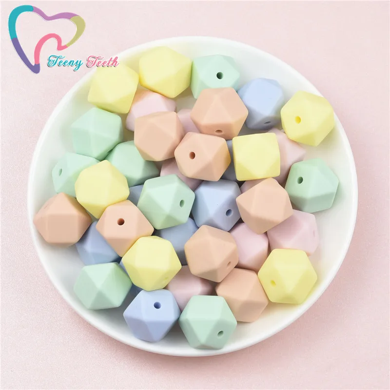 10 PCS Pastel Colors Series Hexagon 14-17 MM Beads Teething Silicone Beads Food Grade Silicone Jewelry For Baby Safty Toys Beads