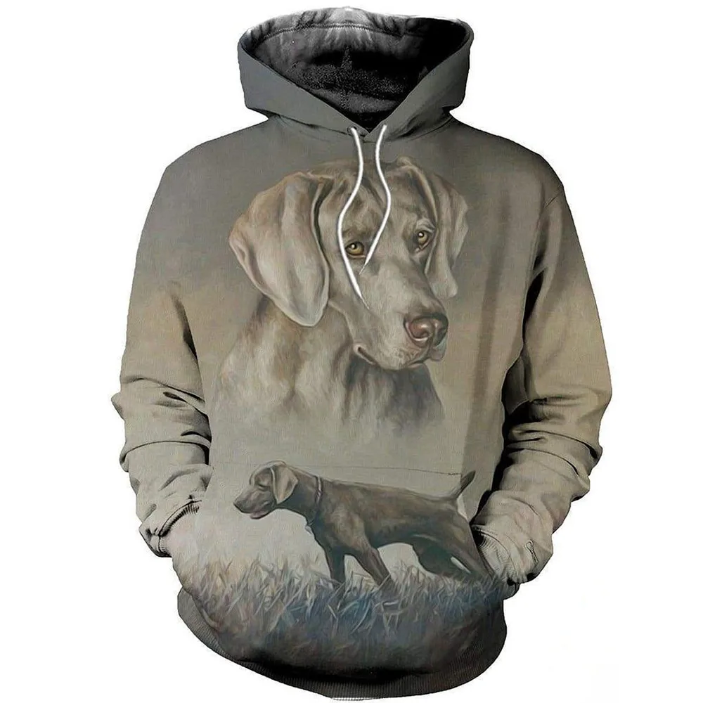 Mens New Fashion Sweatshirt Beautiful Weimaraner 3D Printed Harajuku Casual Hoodies Unisex Hip-hop Zipper Hoodies