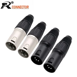 10PCS/lot 3 Pin XLR Male Plug Connector Microphone MIC Adapter XLR Cable Termininal Audio Wire Connector