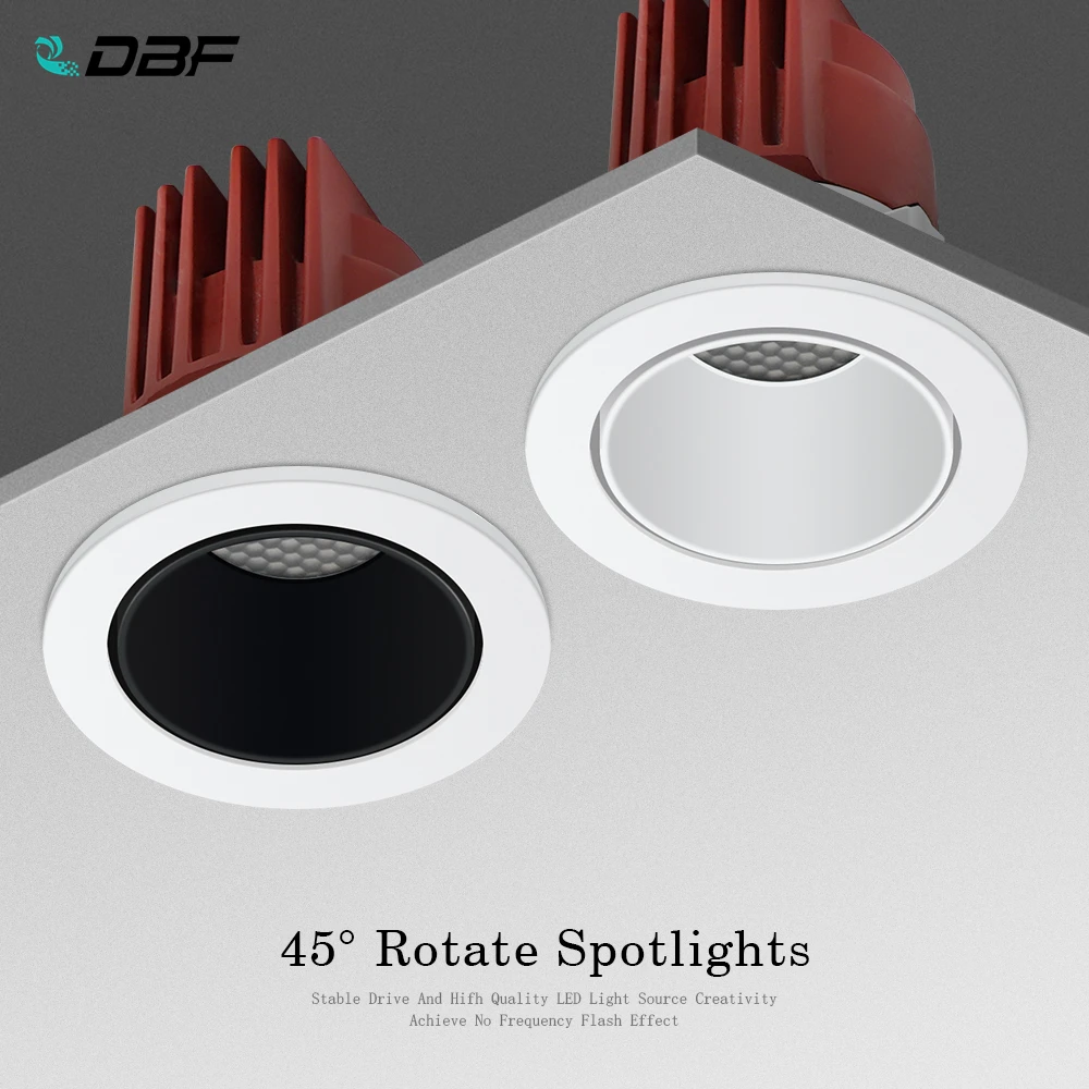 

[DBF]2022 Honeycomb Nest Lens Anti-Glare LED Recessed Downlight 7W 12W 15W Angle Adjust Ceiling Spot Lights Kitchen Living Room