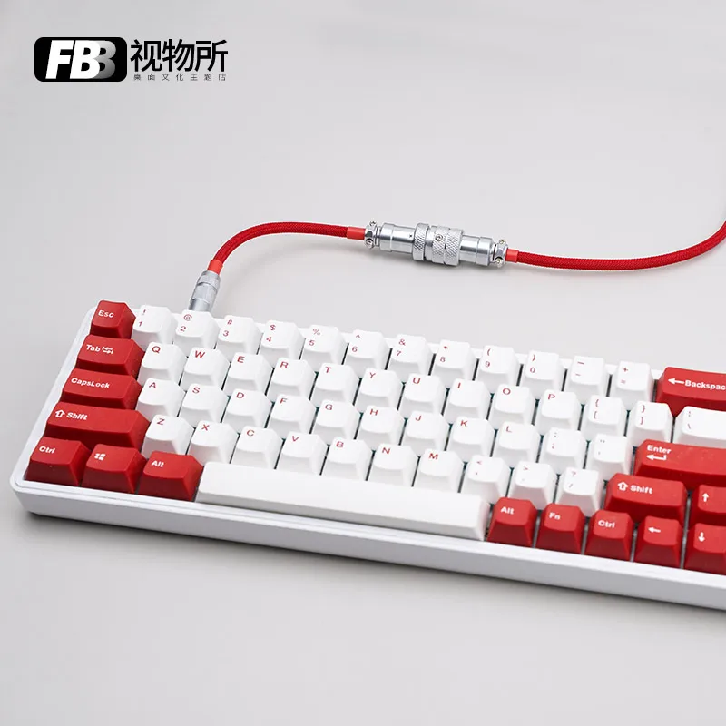 FBB Cables Original Separated Aviation Plug Data Cable Customized Mechanical Keyboard Wire Braided Wire Customized Red + Silver