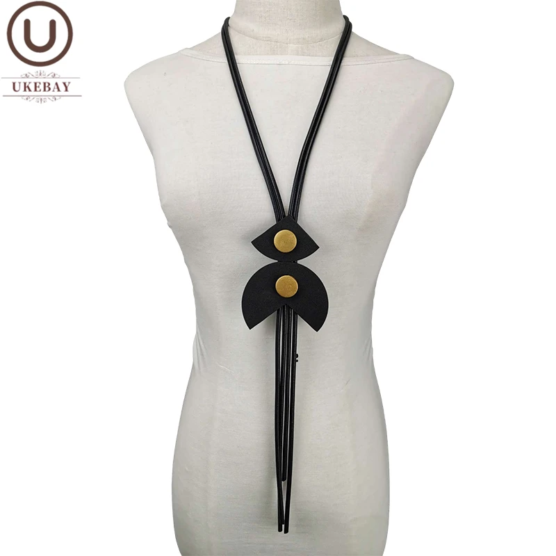 UKEBAY Handmade Rubber Jewelry Fashion Bohemian Style Necklace Women Pendant Long Chain Gold Beads Accessories Wholesale