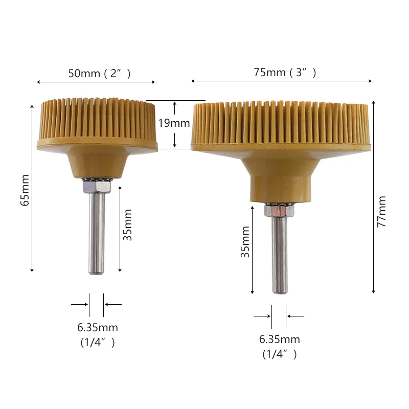 Polishing Wheels Grit 50 80 120 Radial Bristle Disc 2 inch 3 inch Emery Rubber Abrasive Brush 1/4\