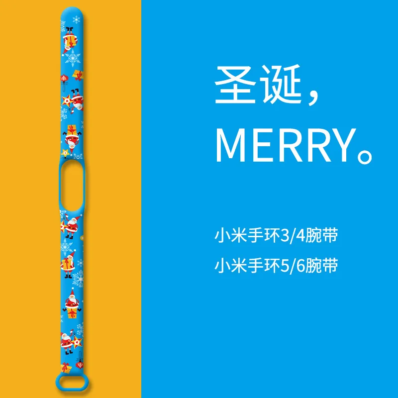 Christmas strap For Xiaomi Mi Band 4 3 5 Sport Smart Bracelet Watch Silicone Colorful Printed Bracelets Miband 7 6 5 Wrist Strap