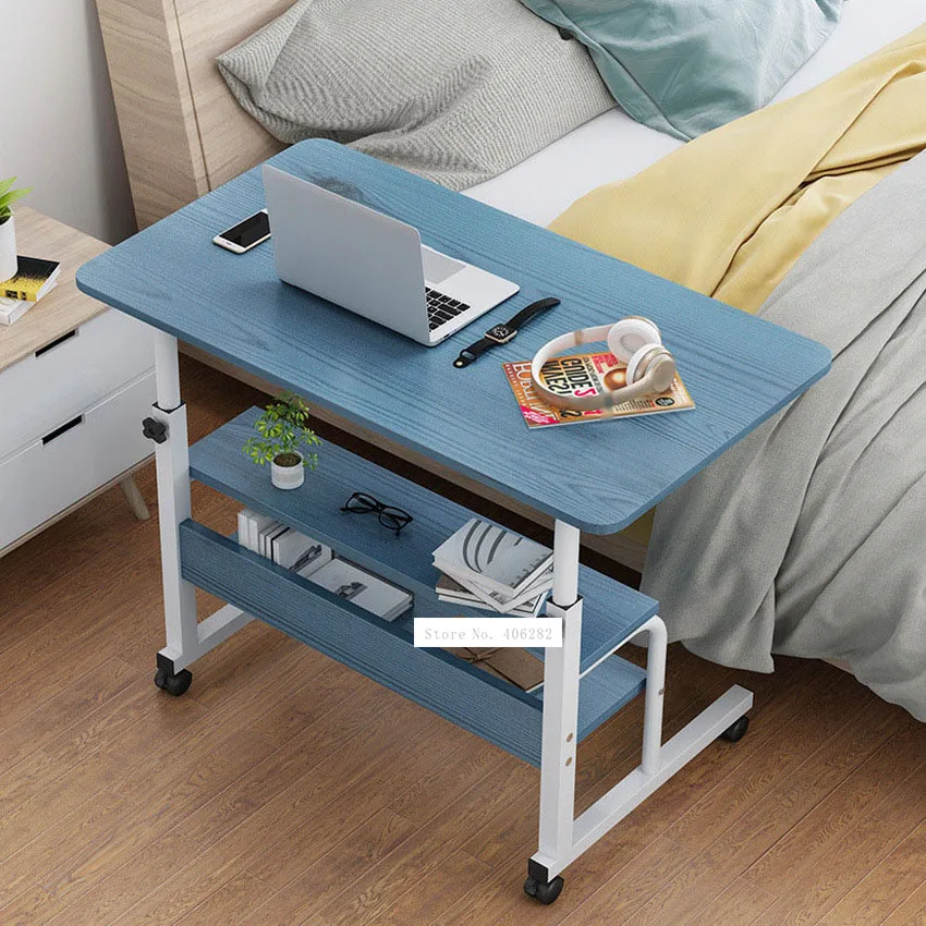 New Bedside Lifting Computer Laptop Table Movable Height Adjustable Wood+Steel Frame Modern Simple Laptop Table Stand Desk