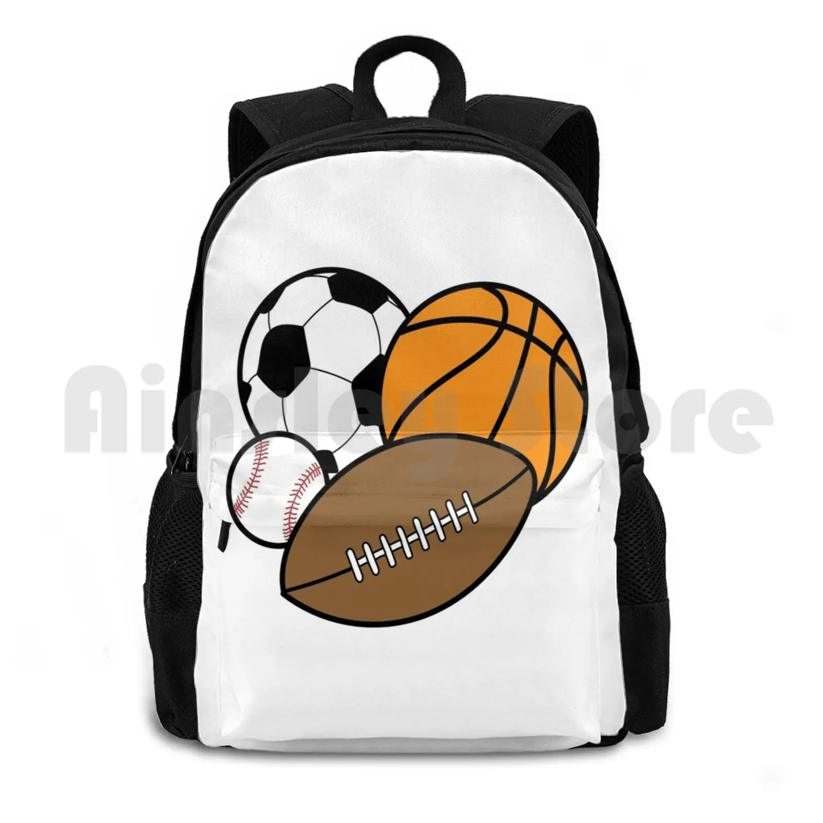 Sport Balls Illustration Outdoor Hiking Backpack Riding Climbing Sports Bag Baseball Basketball Football Soccer Sports Sports