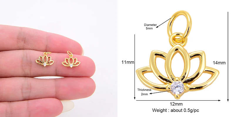 Pine Cone Lotus Coconut Tree Sun Flower Ginkgo Leaf 18K Gold Charm,Bracelet Earring Attachment Jewelry Components Findings L44