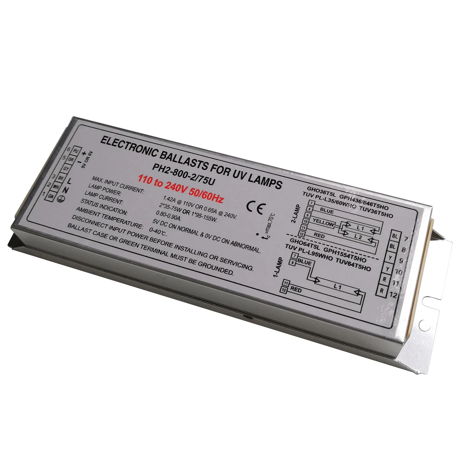 PH2-800-2/75U 150W Germicidal Lamp Electronic Ballasts for UV Lamp GHO36T5L GPH436/846T5HO TUV PL-L35/60WHO TUV36T5HO