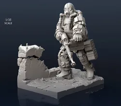 1/35 Resin Figure Model Kit Futuristic Super Soldier Gunner With Mask Unpainted