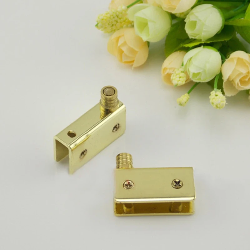 New 4Pairs Stainless Steel Gold Glass Cabinet Hinges Shopping Mall Jewelry Display Wine Cabinet Door Pivot Hinges for 5~8mm