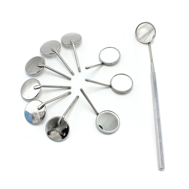 10Pcs Mirror + Handle Dental Mirror Stainless Steel Mouth Mirror Dental Hygiene Kit Instrument Dental Reflector Dentist Tools