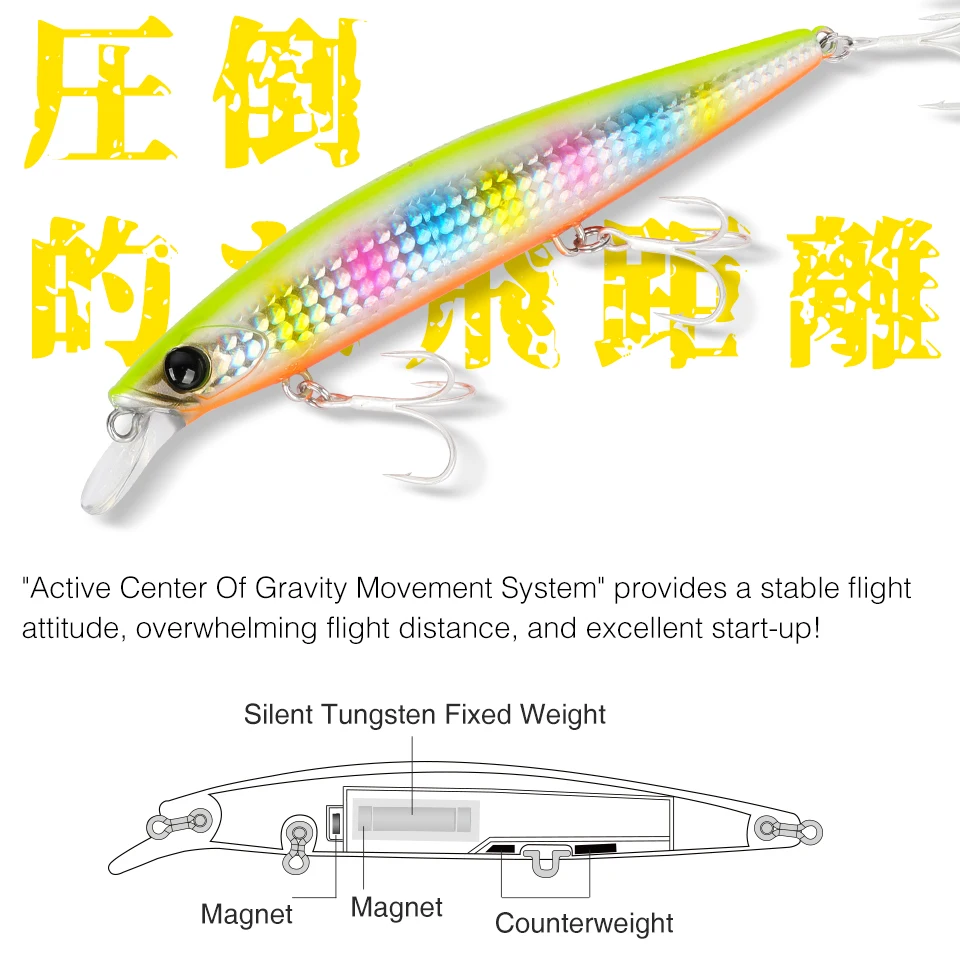 TSURINOYA 135S Fishing Lure Sinking Minnow BAYONET 135mm 26.4g Saltwater Long Casting Professional Lures Seabass Hard Baits