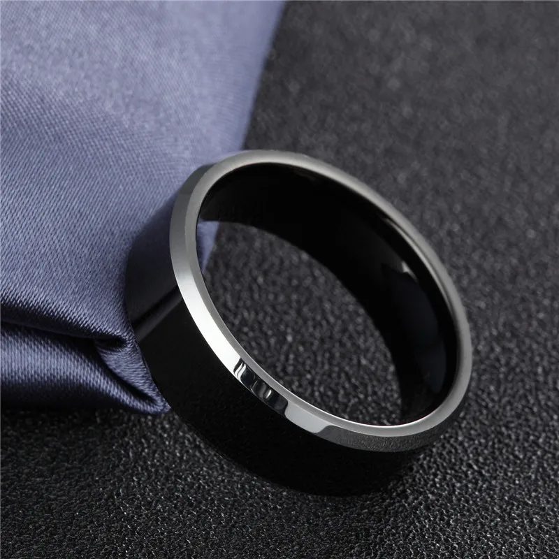 Tigrade 6mm 8mm Mens Engagement Ring Black Wedding Couple Band Jewelry Tungsten Carbide Ring High Polished pierscionki For Lover