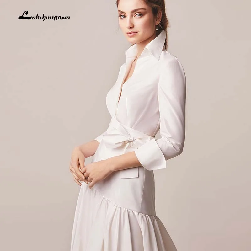 Robe de Mariée à Col en V sur Mesure pour Femme, Vêtement de ixpour Patients de Pays, Modeste
